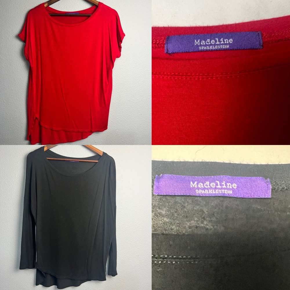 Lot of 2 Madeline Sparklestein‎ Hi-Low Tunic Top Flowy Casual Everyday Tee S